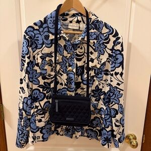 SET! Draper’s & Damon’s PL Navy/Sky Floral Jacket + Vera Bradley Purse
